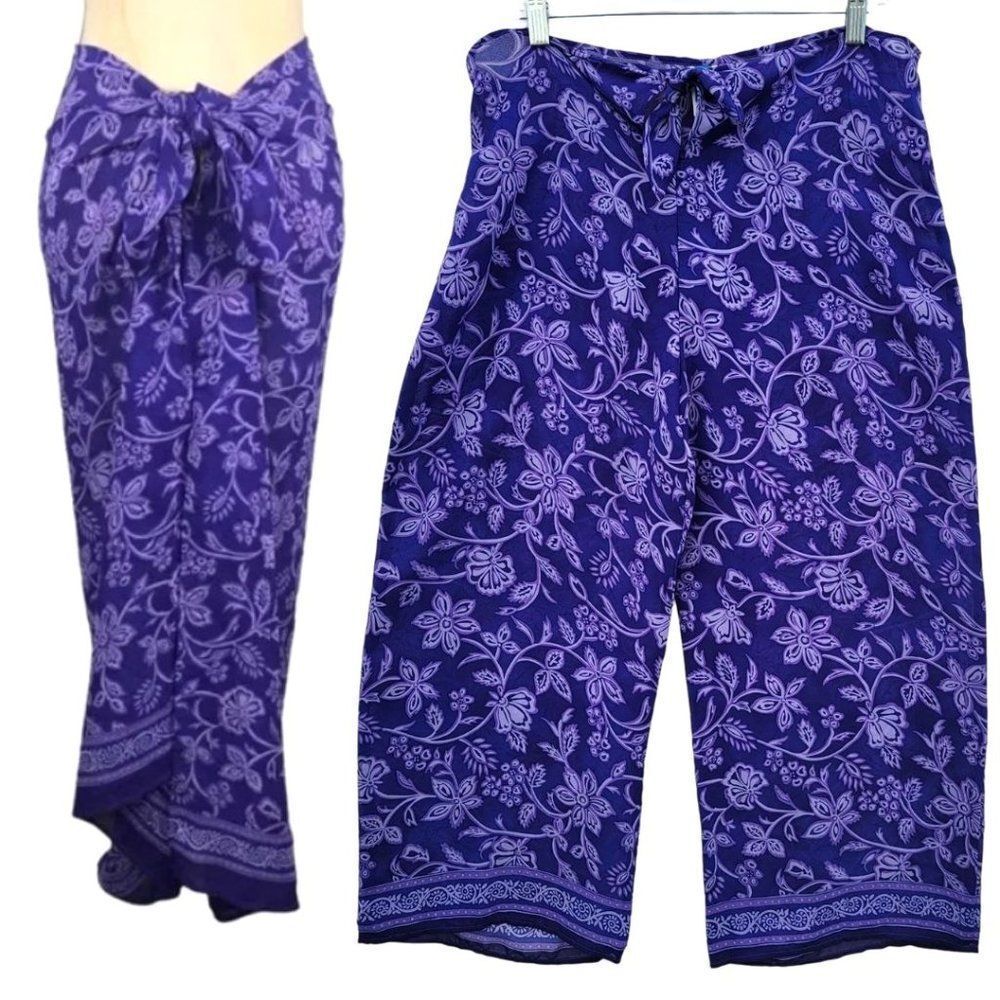 Sessa Womens S‎ Oversized Wide Leg Floral Beach Coverup Pull On Pants